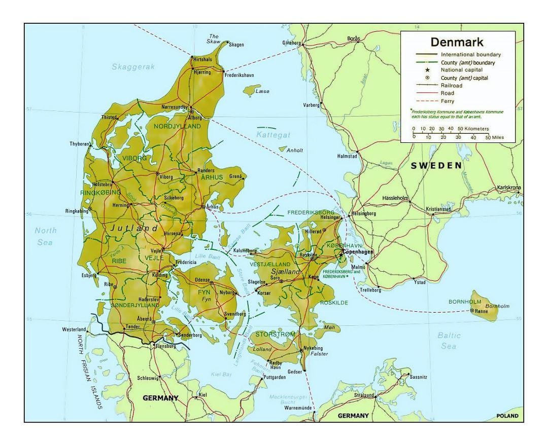 नक्शा डेनमार्क के kommune