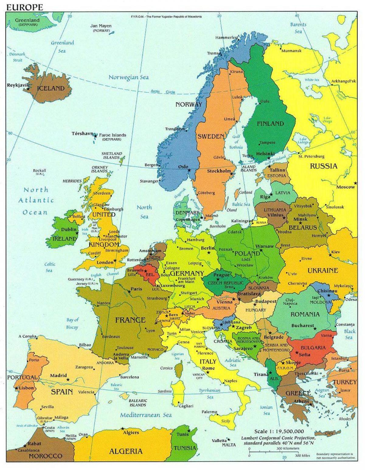 यूरोप का नक्शा दिखा डेनमार्क