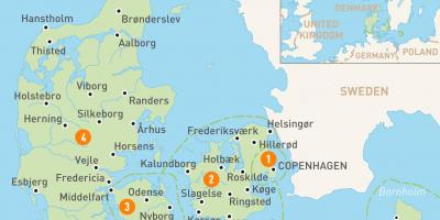 डेनमार्क प्रांतों नक्शा