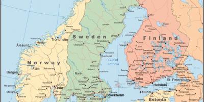 नक्शे के डेनमार्क और आसपास के देशों